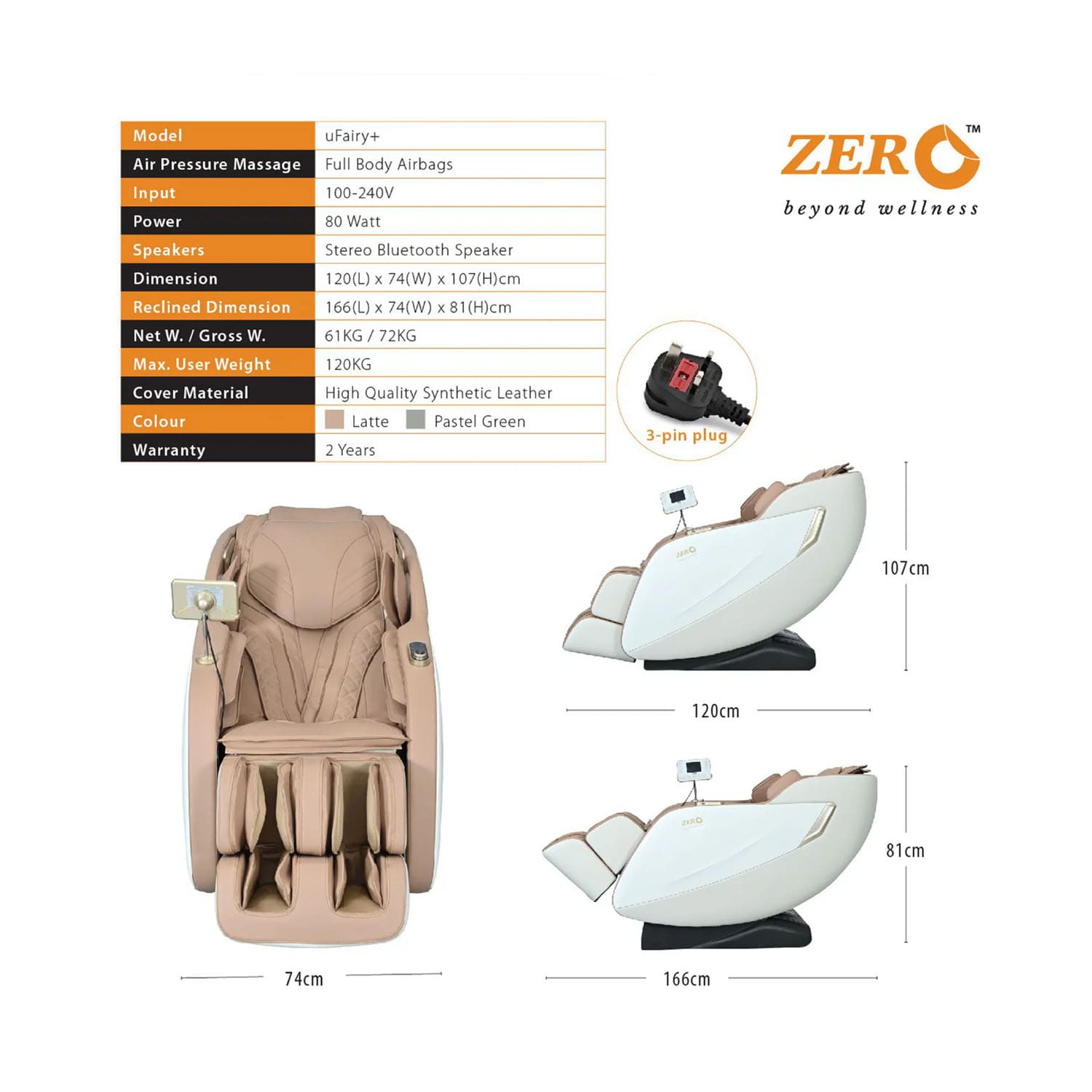 Zero U Fairy Plus Fixed Roller Massage Chair - Dream Relaxer