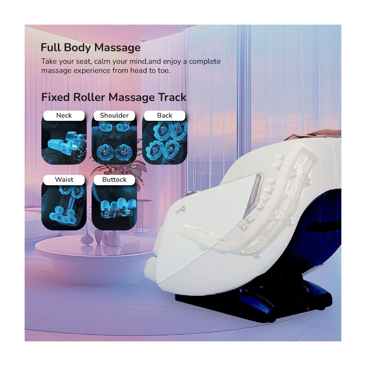 Zero U Fairy Plus Fixed Roller Massage Chair - Dream Relaxer