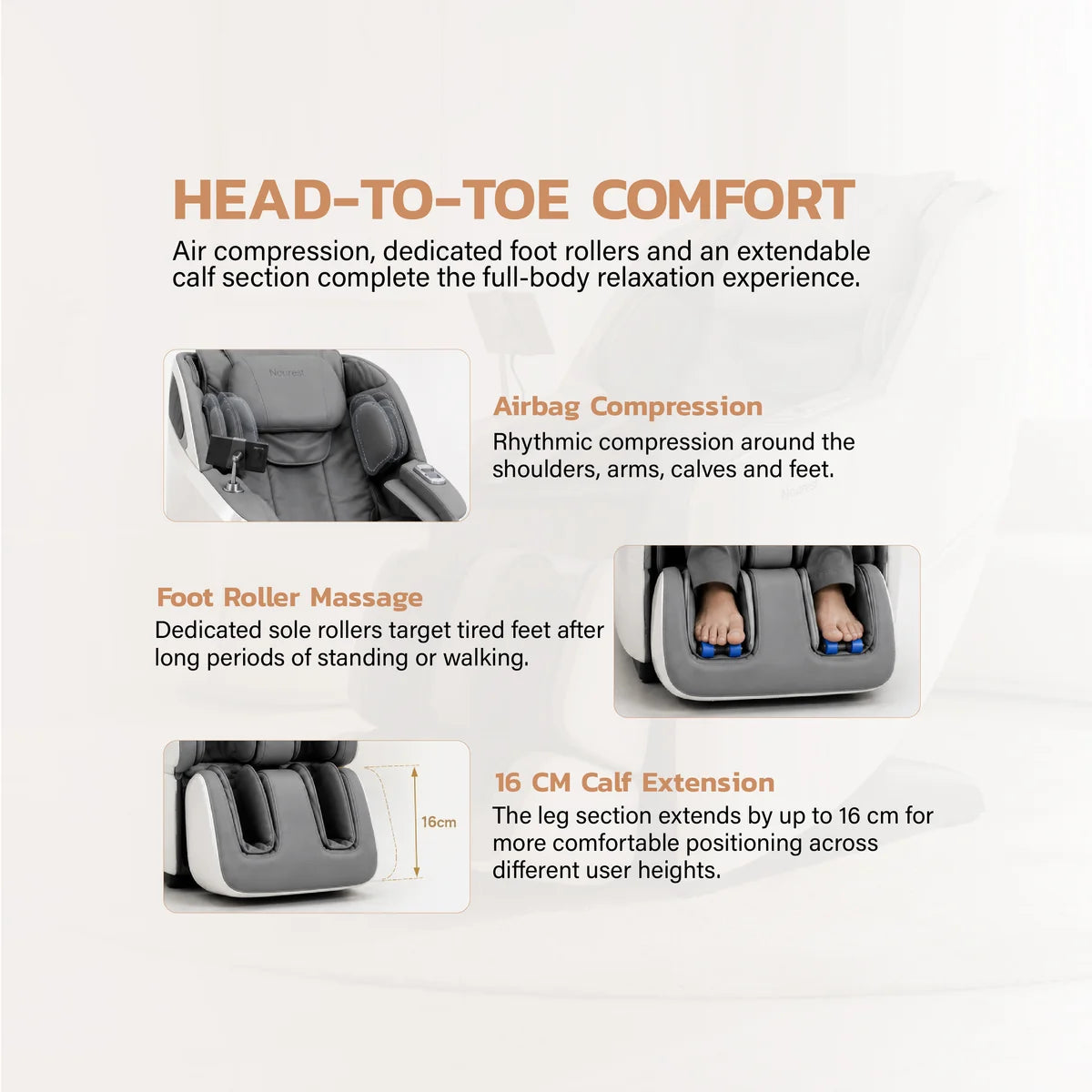 Nourest Eva foot roller air compression and 16cm calf extension
