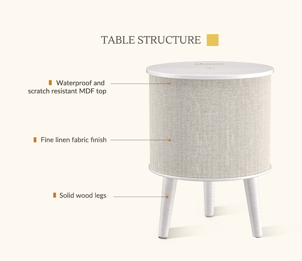 Nourest 4 in 1 Speaker Table with Wireless Charging and Touch Controls - 70W - Dream Relaxer
