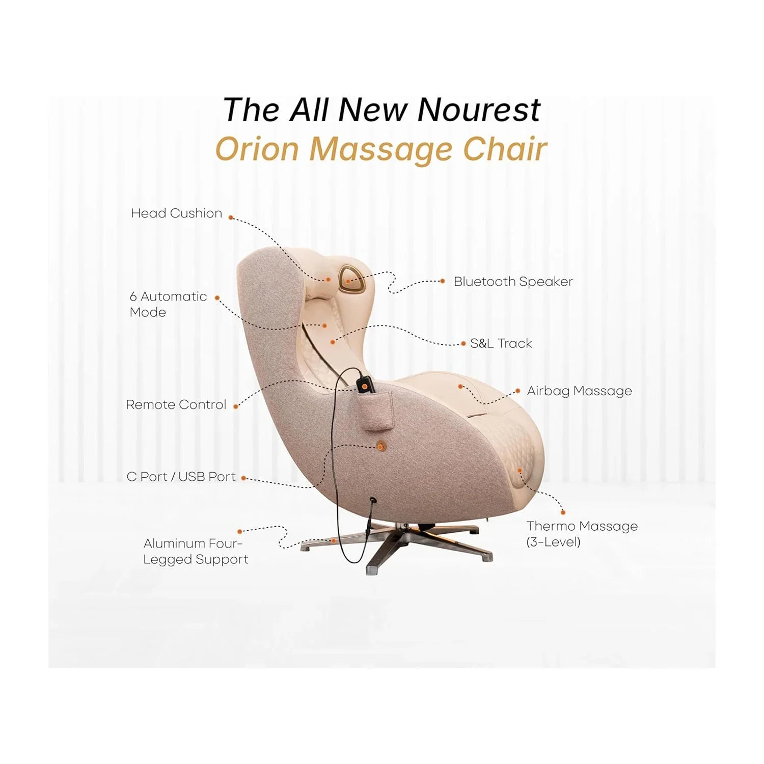 Nourest Orion 3D Rocking Recline Massage chair With Ottoman - Dream Relaxer