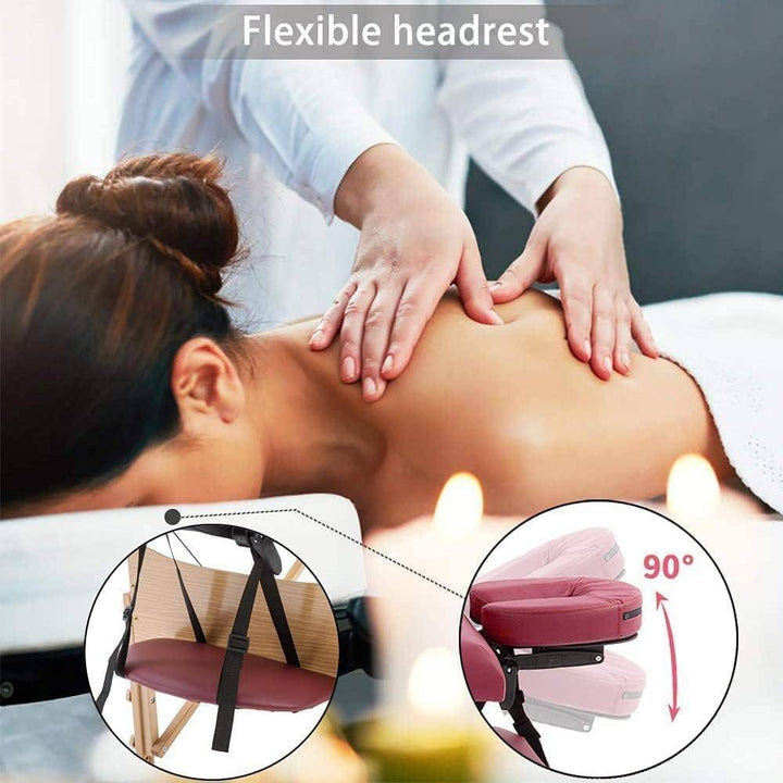 Portable Massage Table with Adjustable Folding Bed and Headrest - Maroon