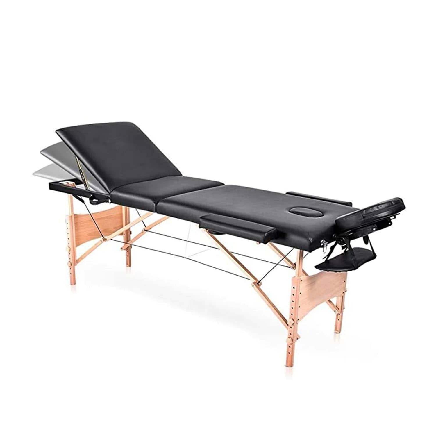 Portable Massage Table with Adjustable Folding Bed and Headrest - Maroon