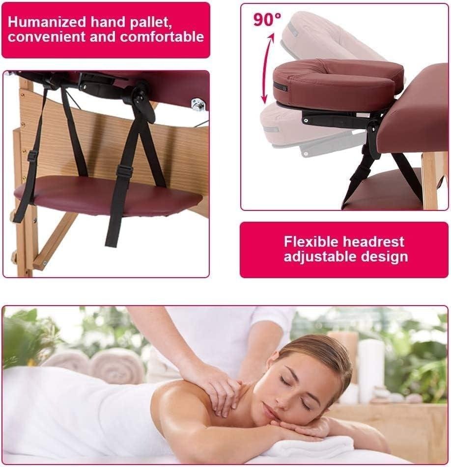 Portable Massage Table with Adjustable Folding Bed and Headrest - Maroon Massage Tables