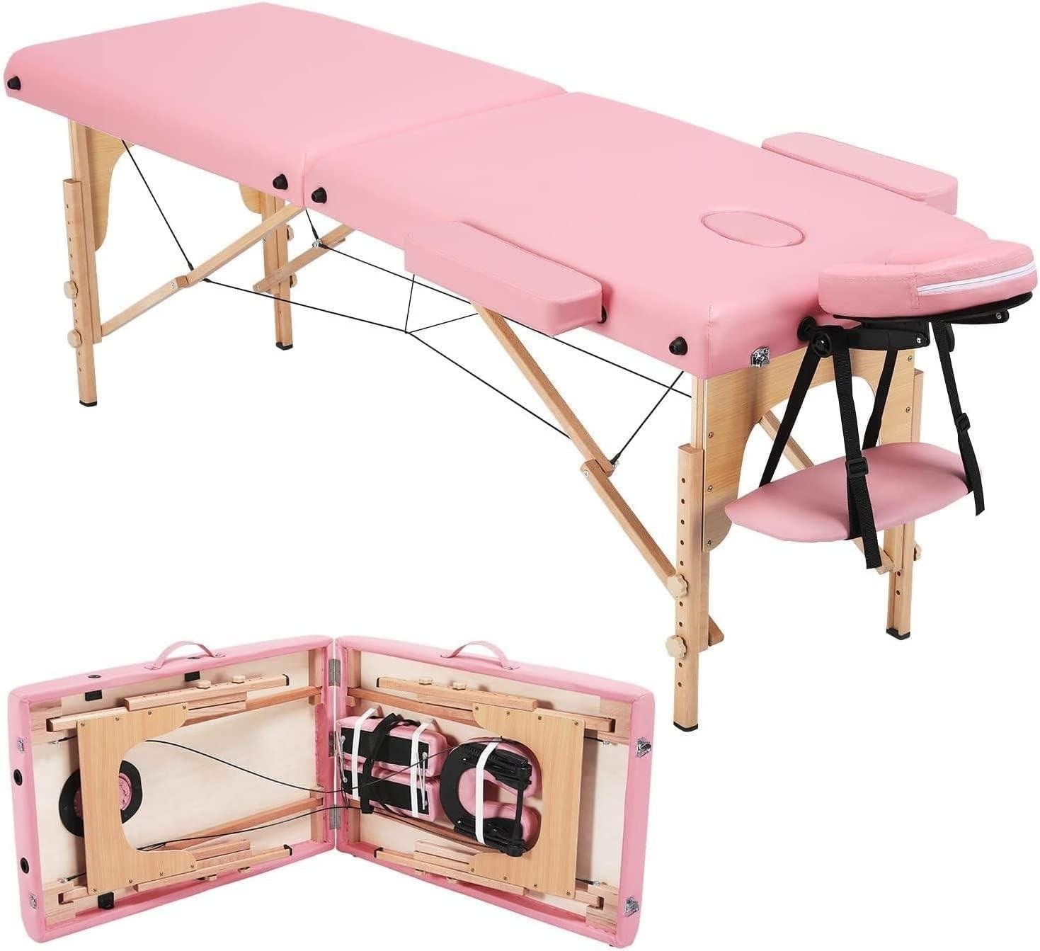 Portable Massage Table with Adjustable Folding Bed and Headrest - Maroon Massage Tables