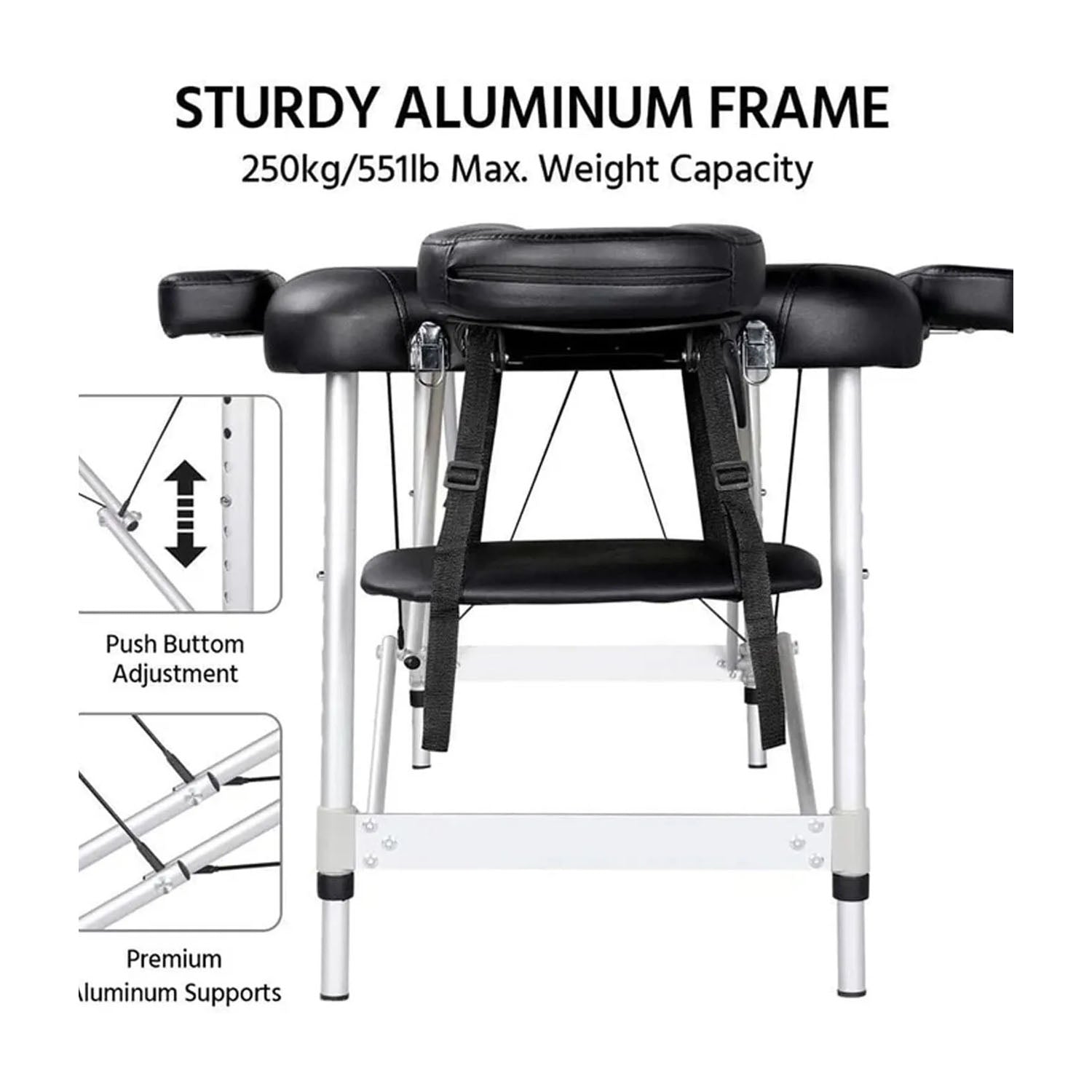 Three Foldable Massage Bed with Light Weight Aluminum Frame Massage Tables
