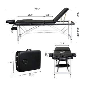 Three Foldable Massage Bed with Light Weight Aluminum Frame Massage Tables